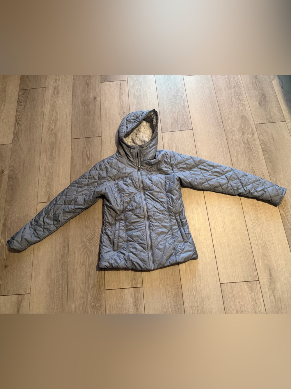 Columbia Gray Quilted Jacket with Plush Faux Fur Lining